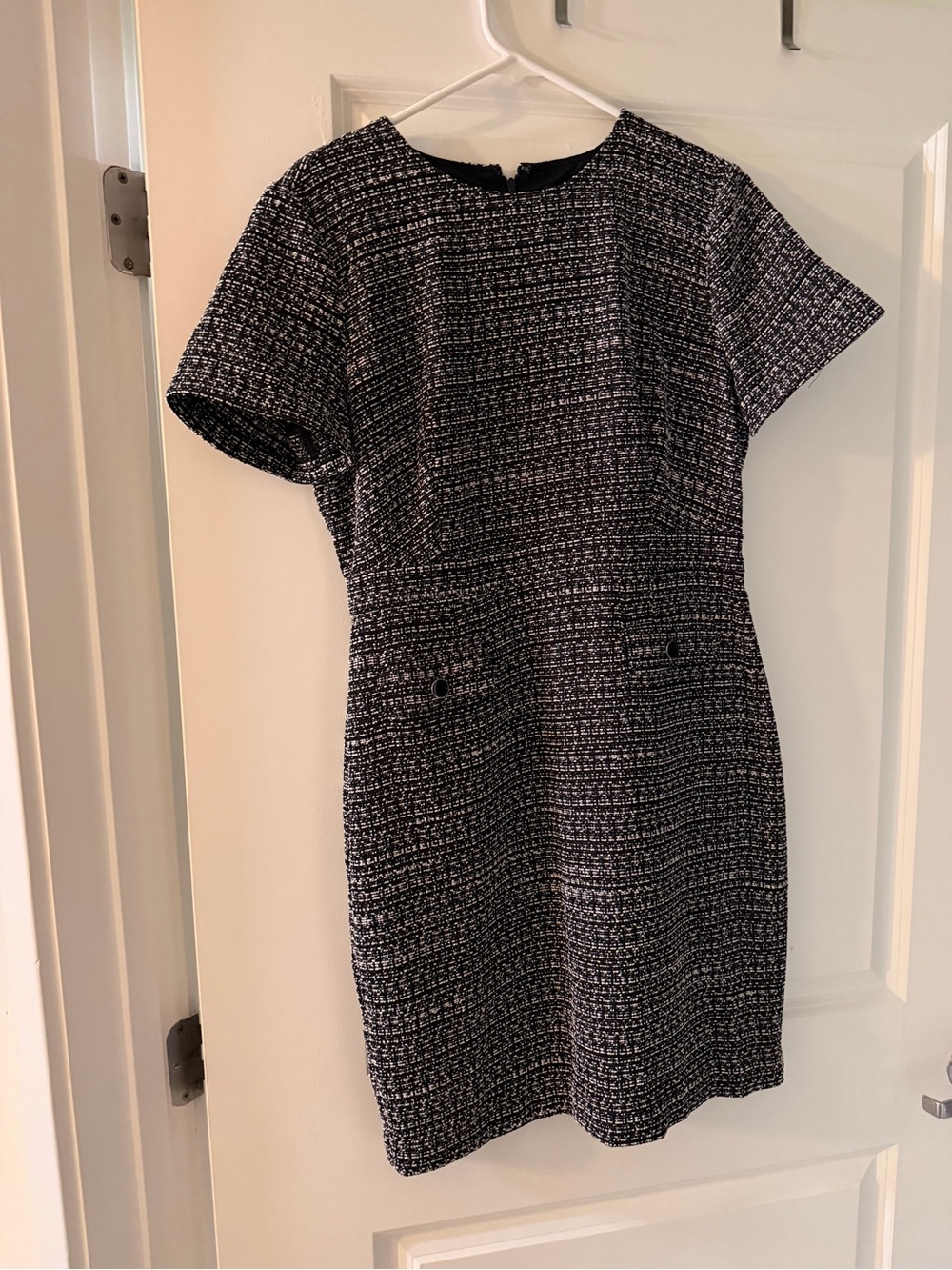 Ann Taylor Black and White Tweed Midi Dress